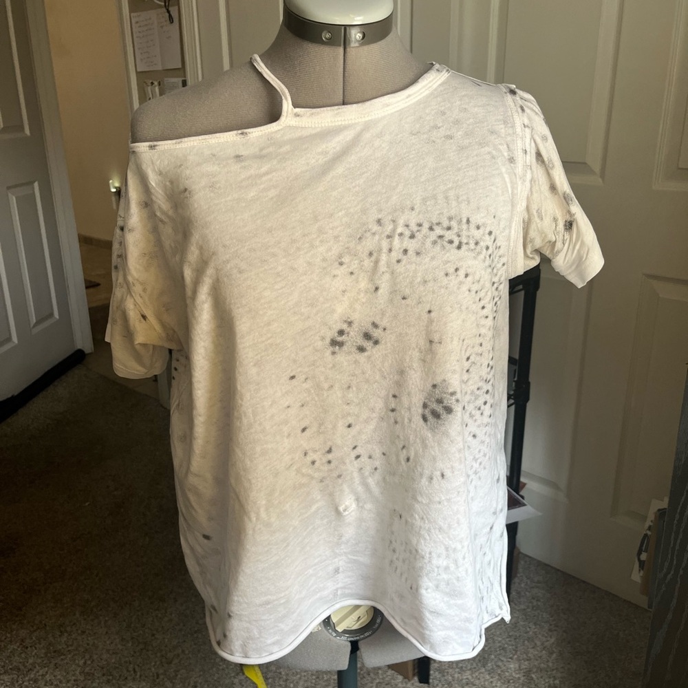 Ann Demeulemeester one shoulder / off the shoulder white t shirt with